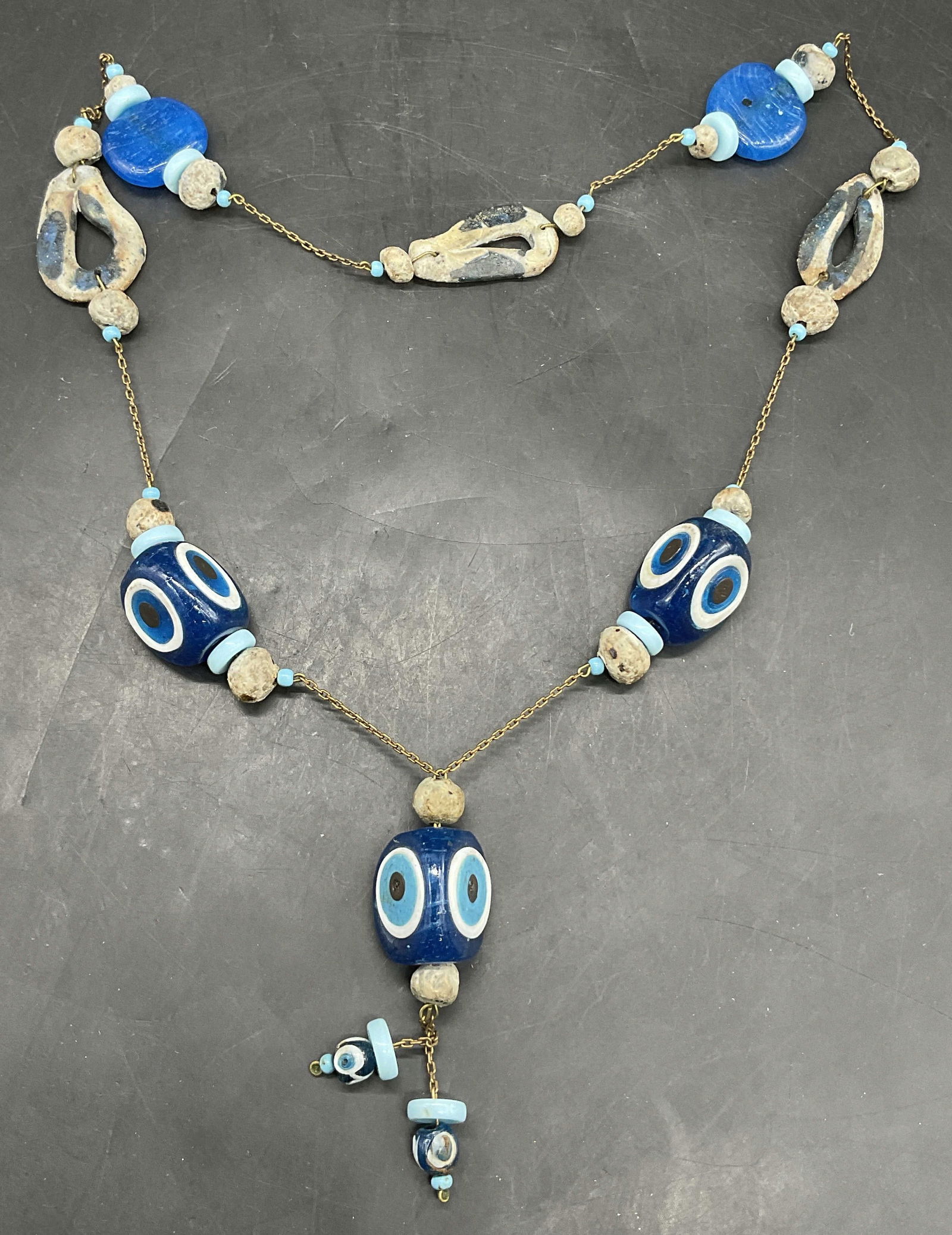 Vintage Chunky Beaded Evil Eye Motif Necklace (1 of 8)