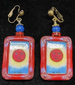 Indigo Dragon The Sun Tarot Card Earrings