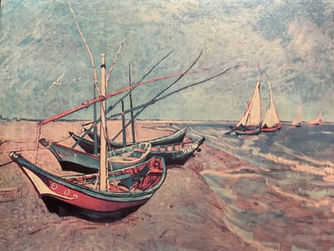 Vincent Van Gogh Fishing Boats Canvas Print