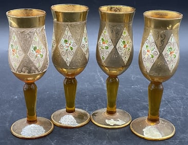 Set4 Vintage Hand Blown Italian Art Glass Stemware