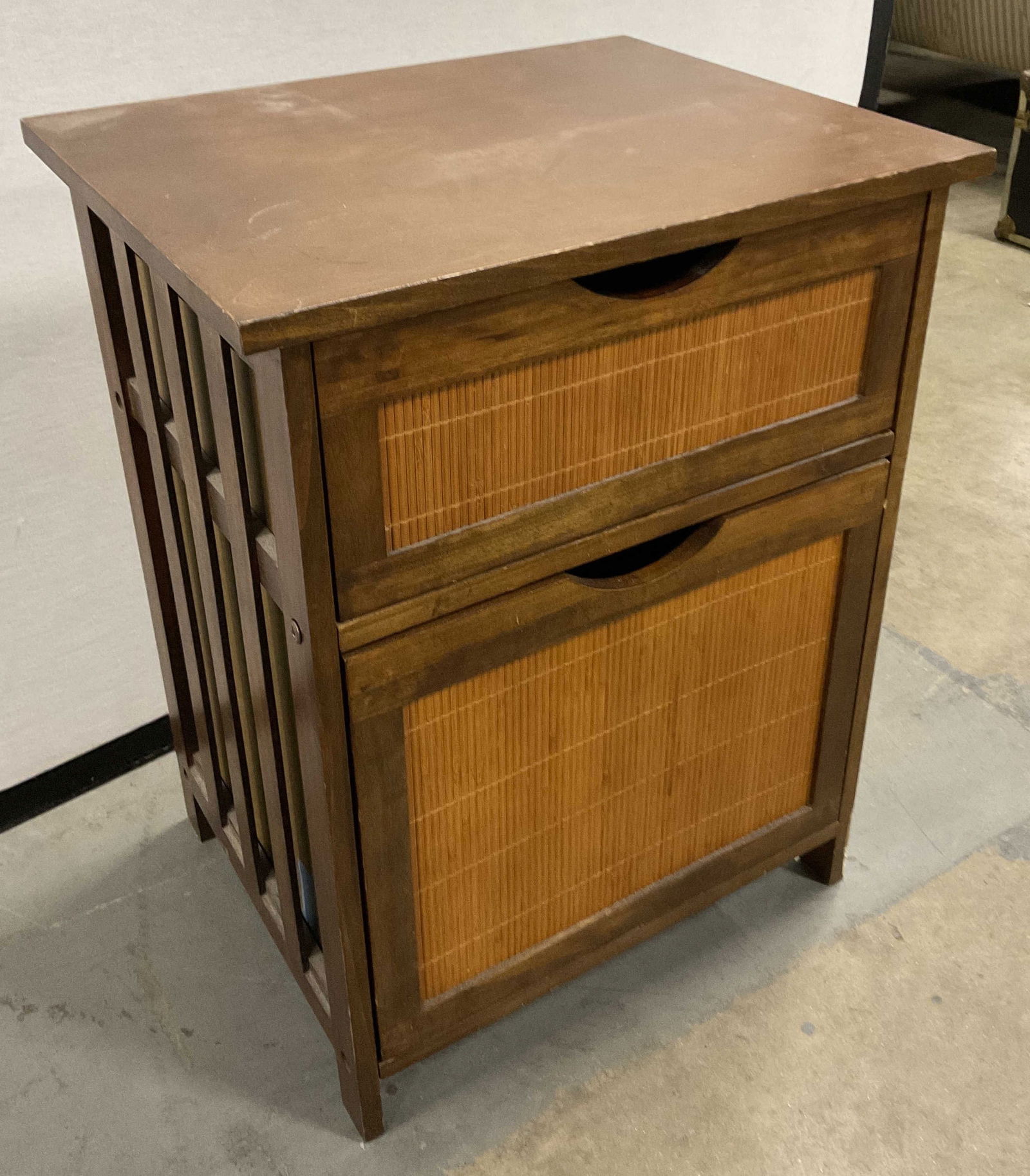 Wooden Two Drawer Nightstand W/ Rattan Accent (1 of 11)
