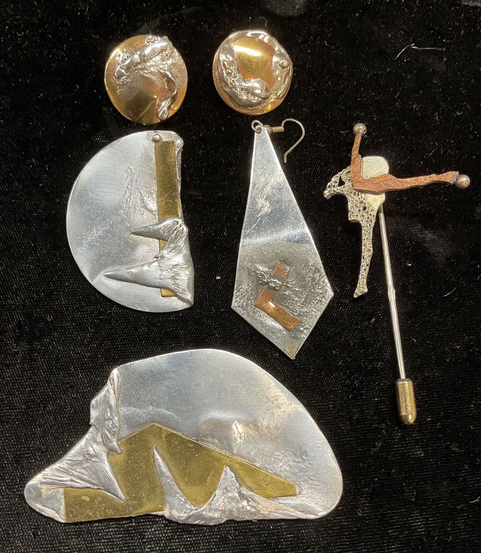 Group Lot5  Silver Tone Brutalist Style Jewelry (1 of 9)