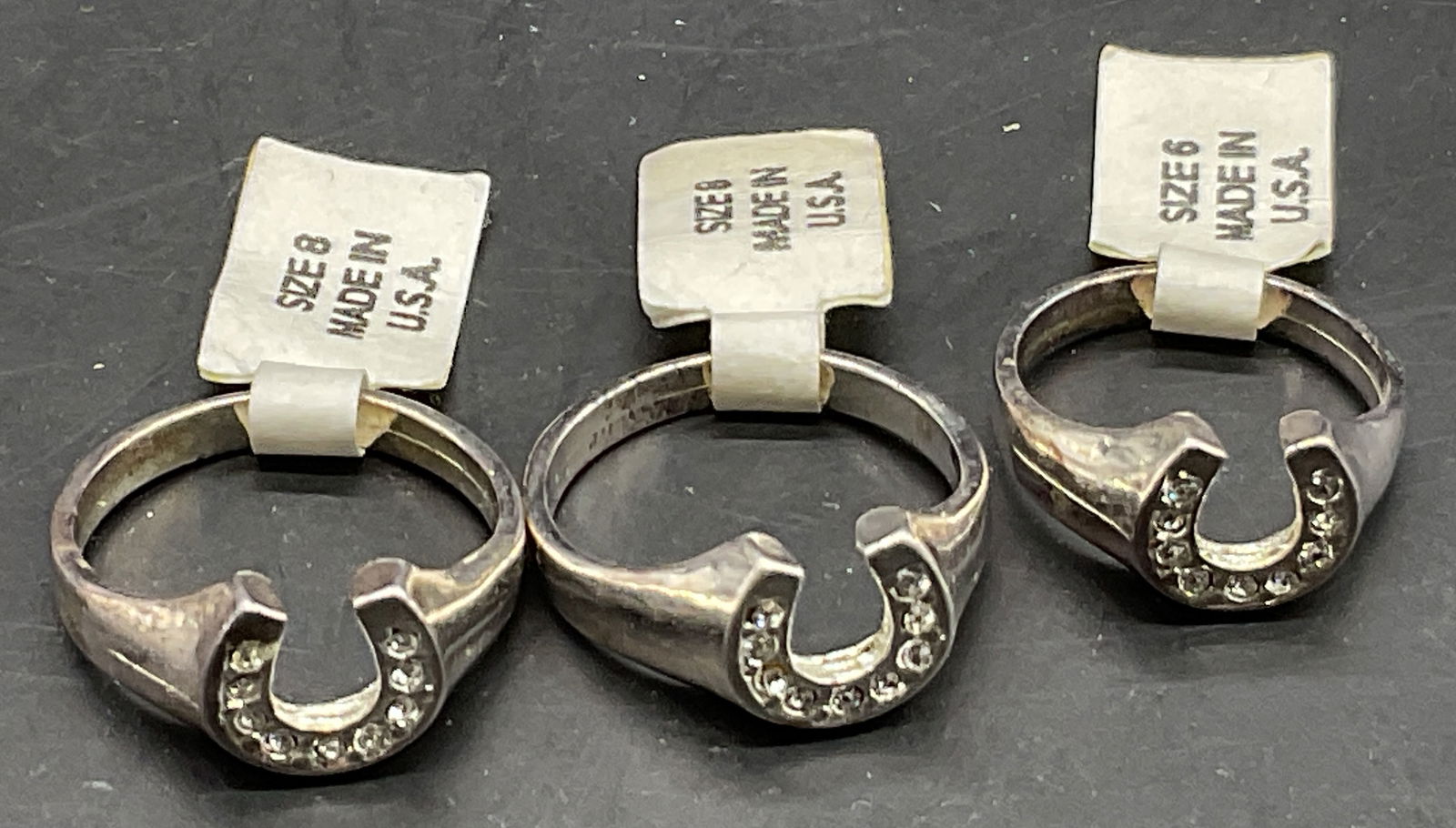 Lot 3 NWT Austrian Crystal Horseshoe Rings, USA (1 of 9)