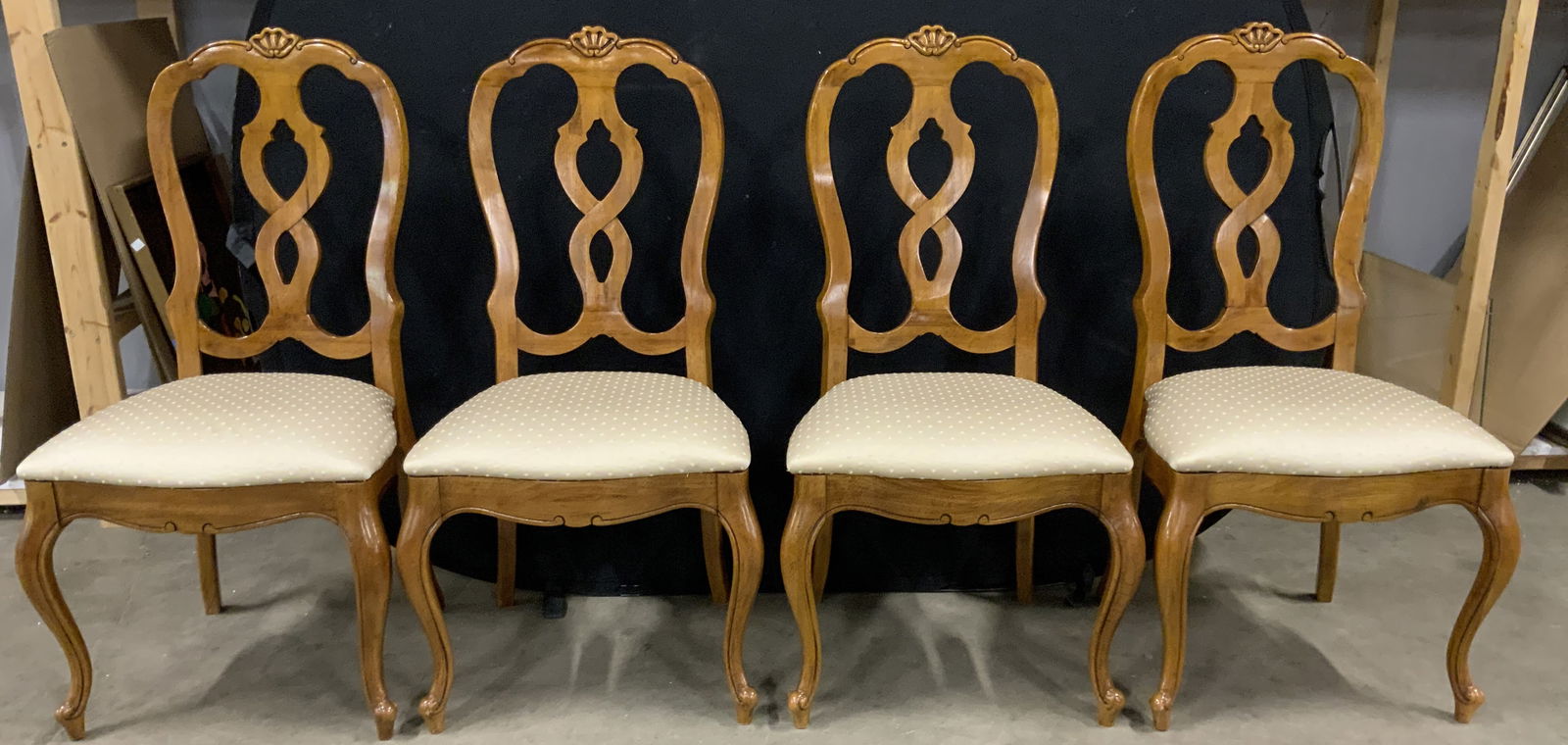Set 4 Vintage Rococo Style Wooden Dining Chairs (1 of 11)