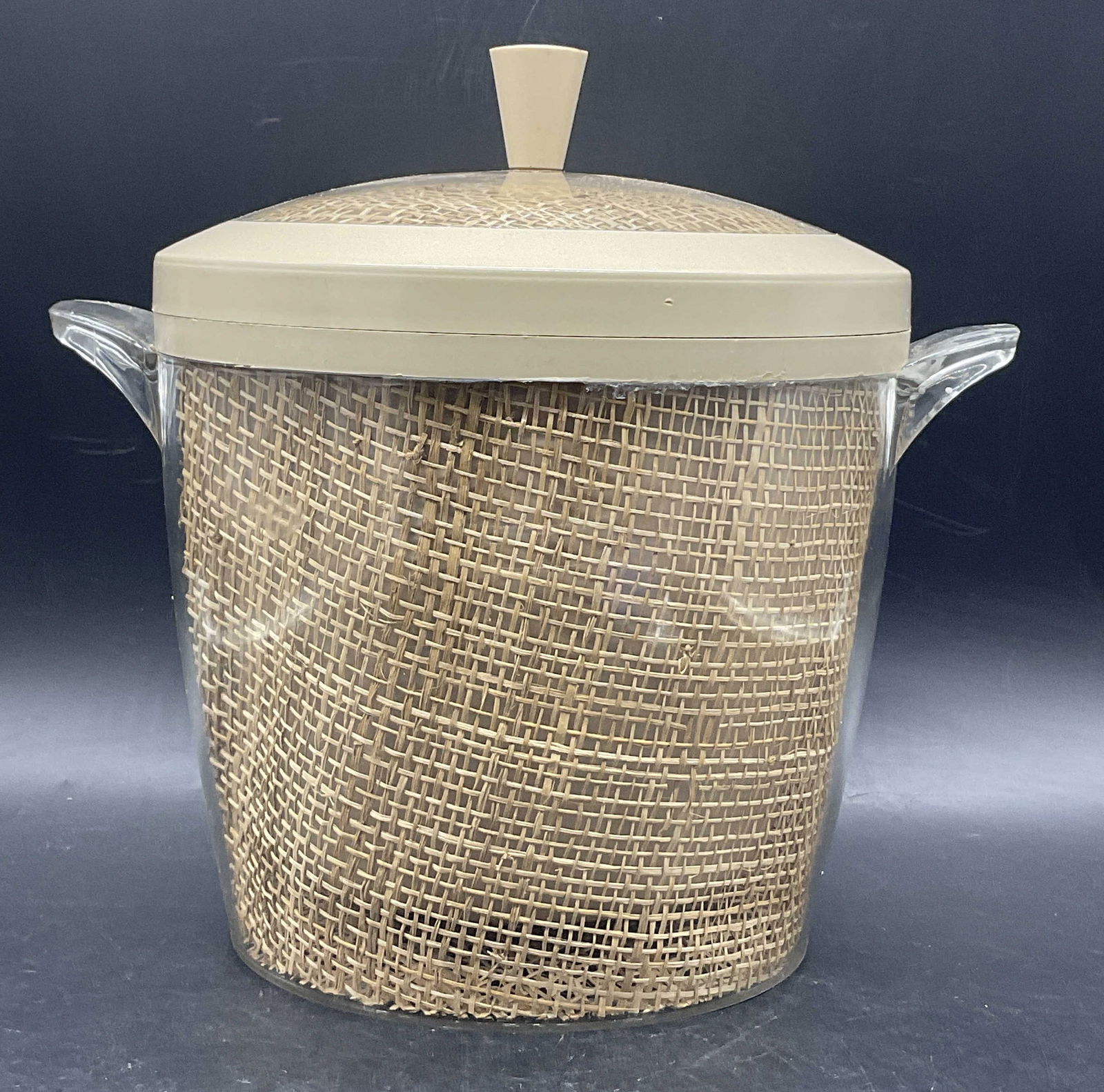 Vintage Acrylic Raffia Ware Ice Bucket, Lidded (1 of 8)