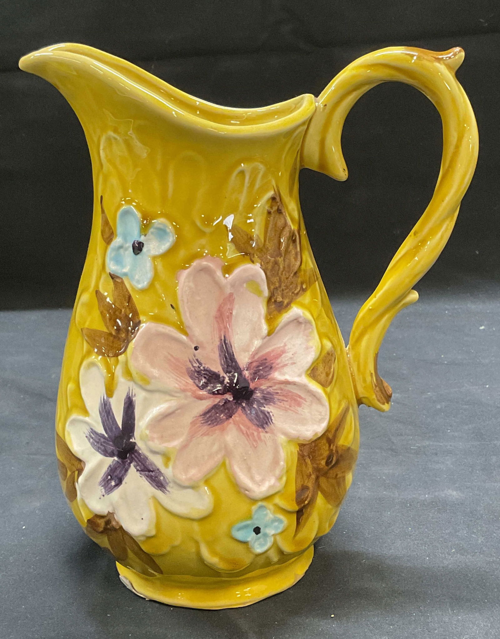 Vtg NAPCO Yellow Floral Ceramic Pitcher Japan (1 of 6)