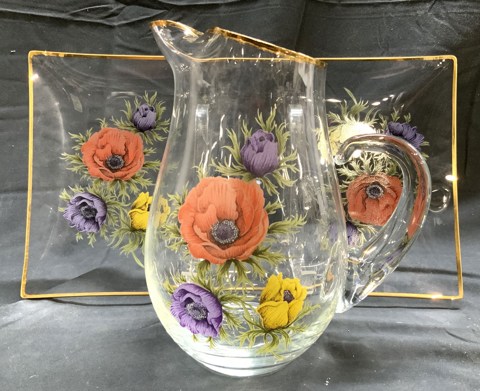 Set 2 Floral Detailed Serving Dish & Pitcher (1 of 6)