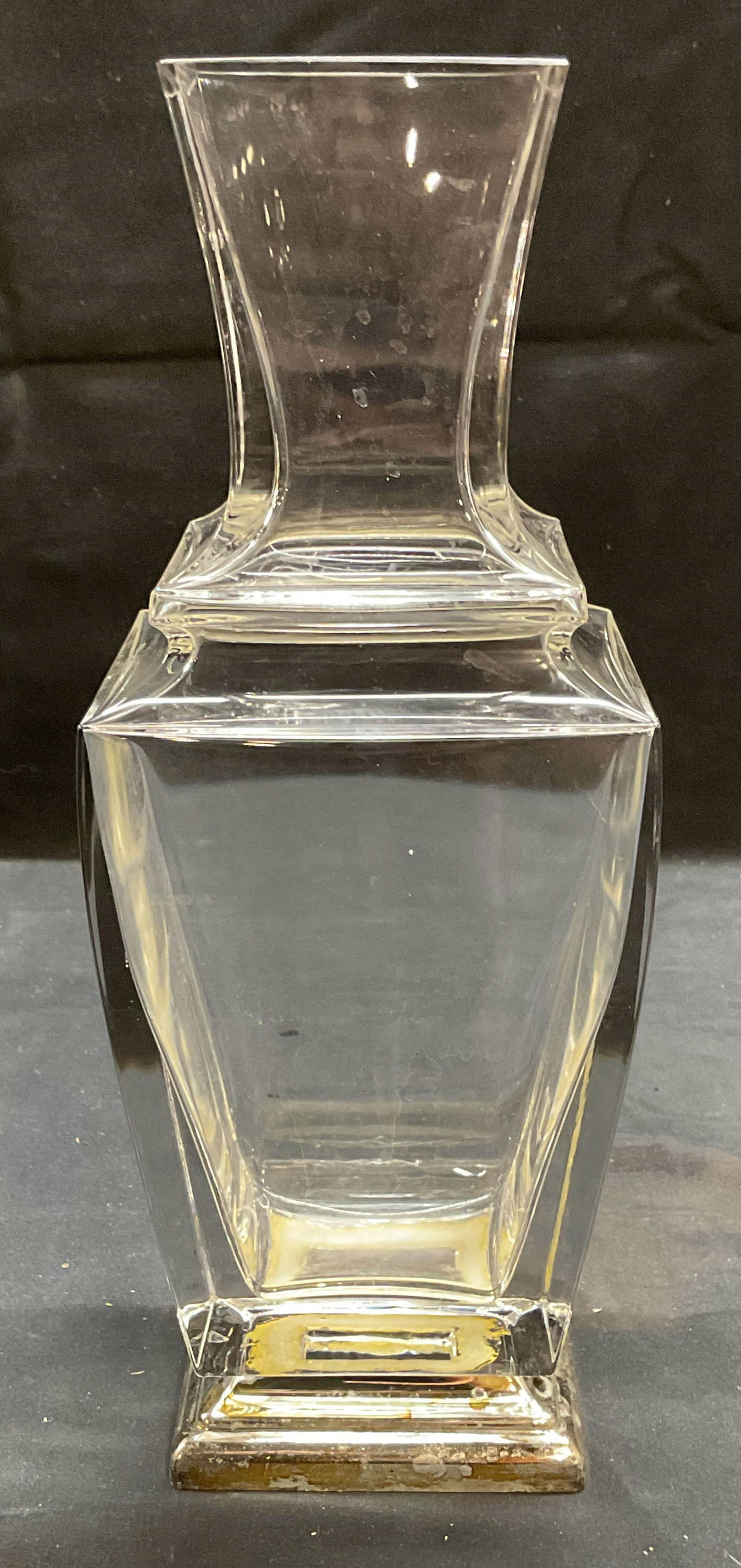 Square Glass Silver Plate Footed Vase (1 of 6)