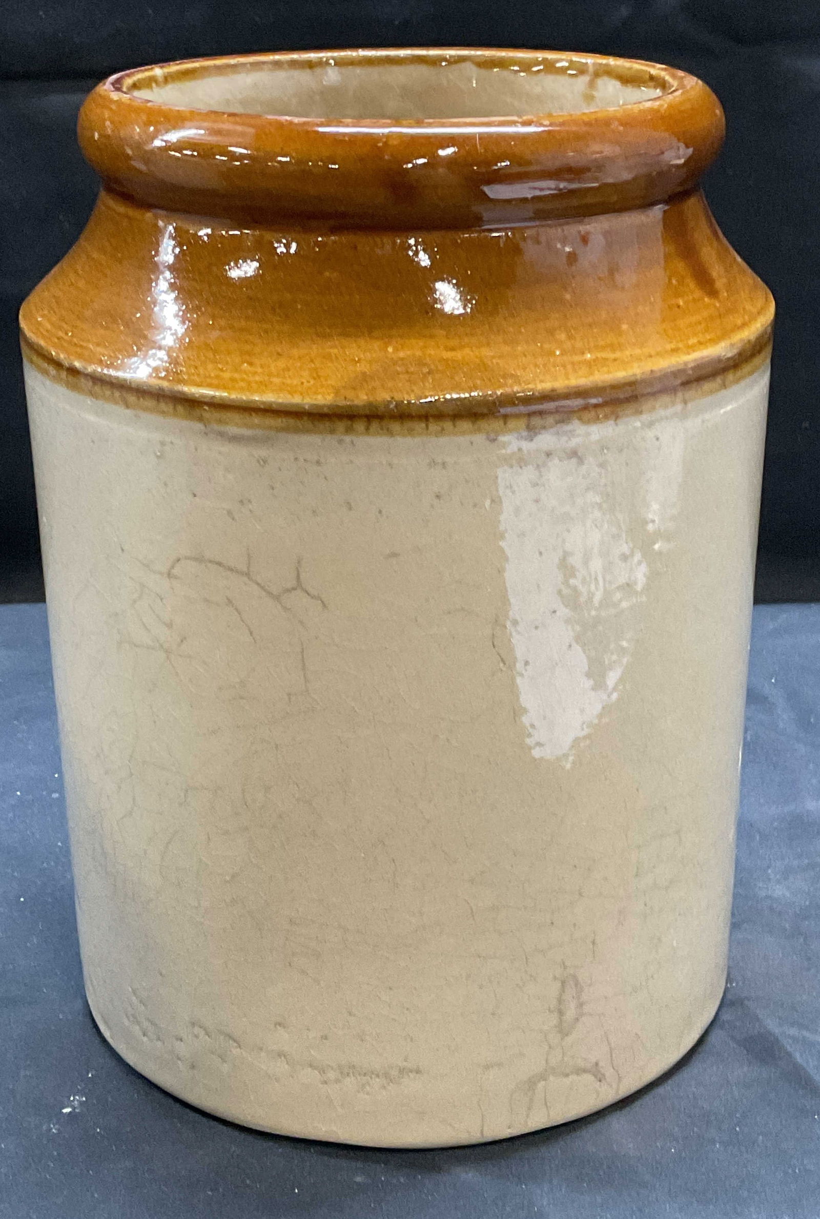 Vintage Brown Band Stoneware Crock (1 of 6)