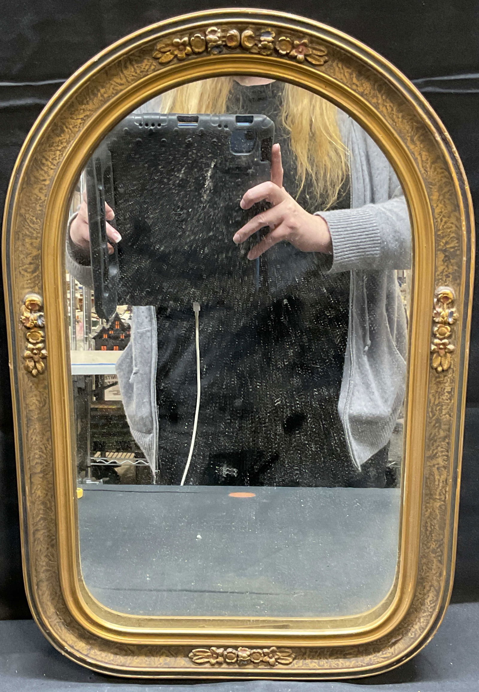 Vintage Art Nouveau Style Gilt Arched Mirror (1 of 6)