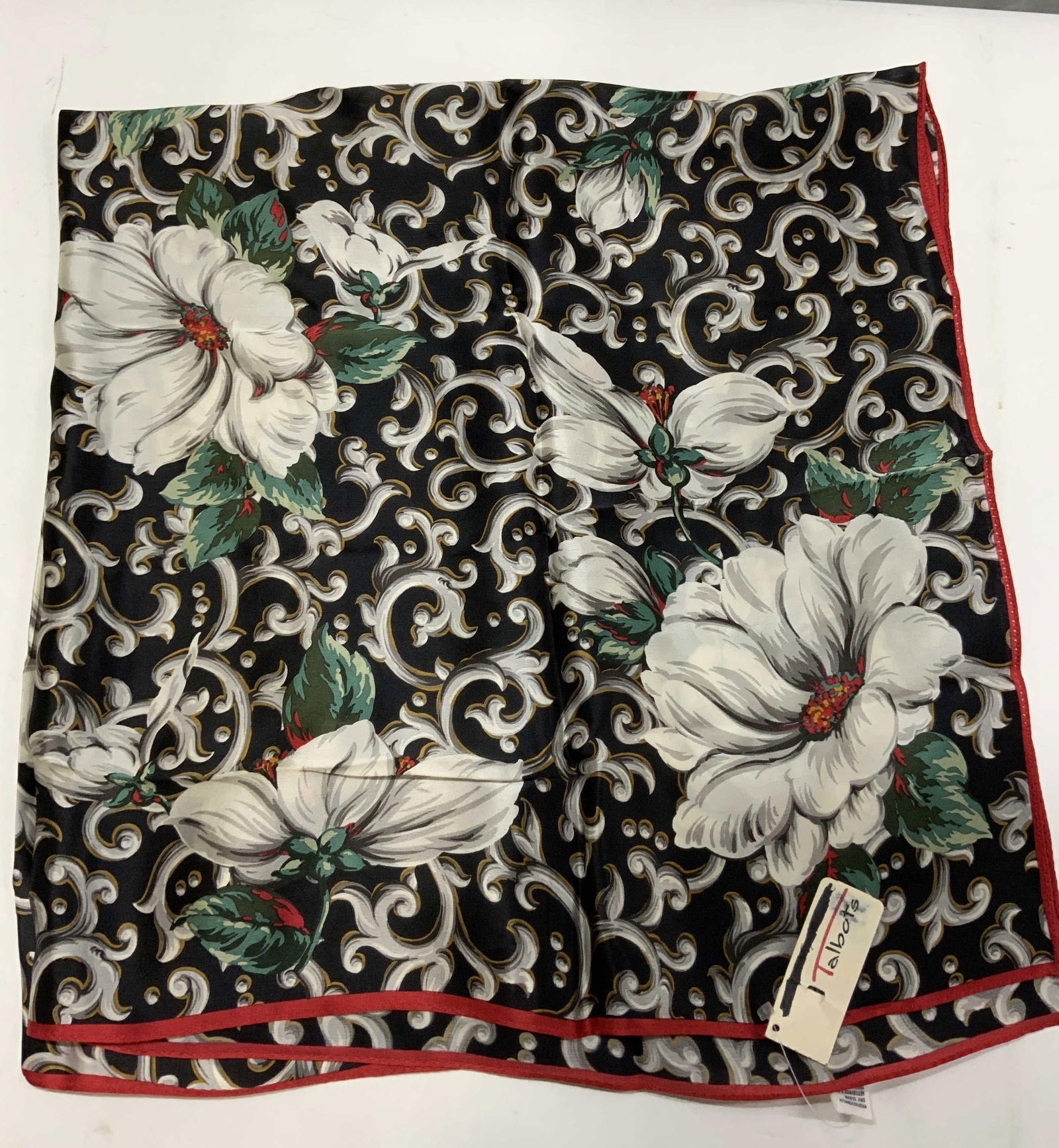 Talbots JAPAN Black Floral Pattern Scarf NWT (1 of 9)