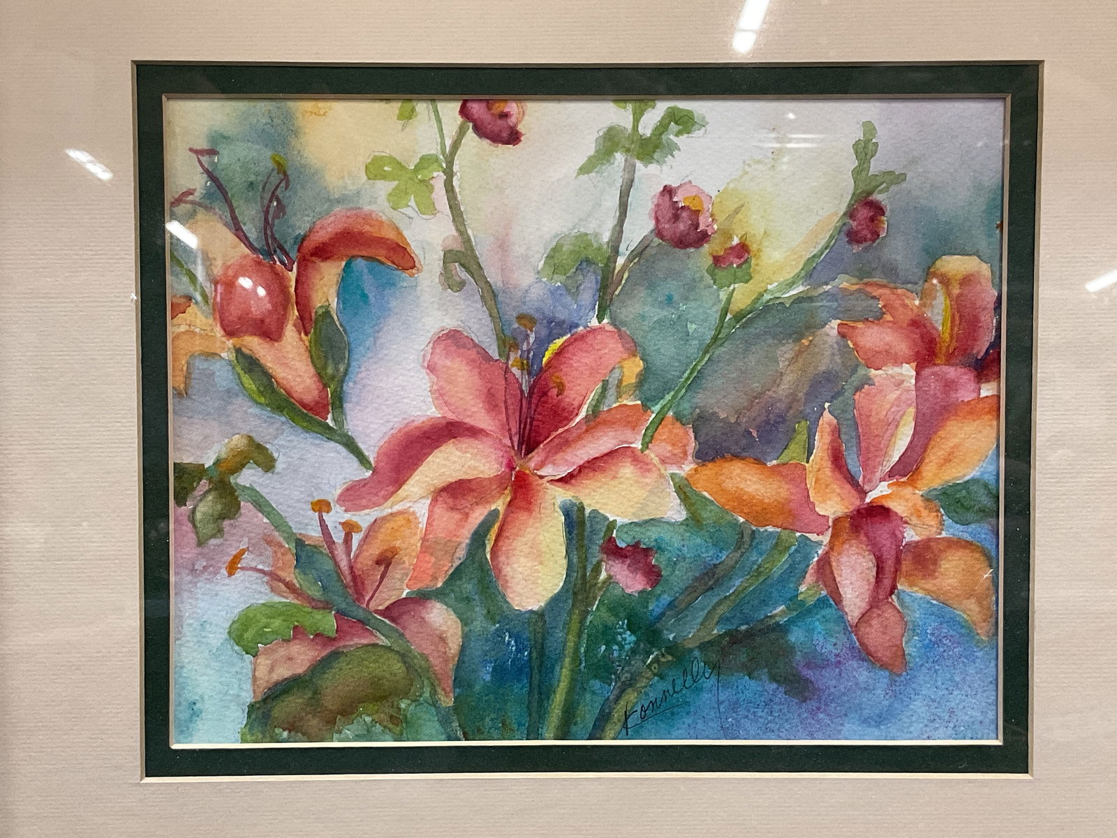 Signed Connelly Lilies Watercolor Painting (1 of 6)