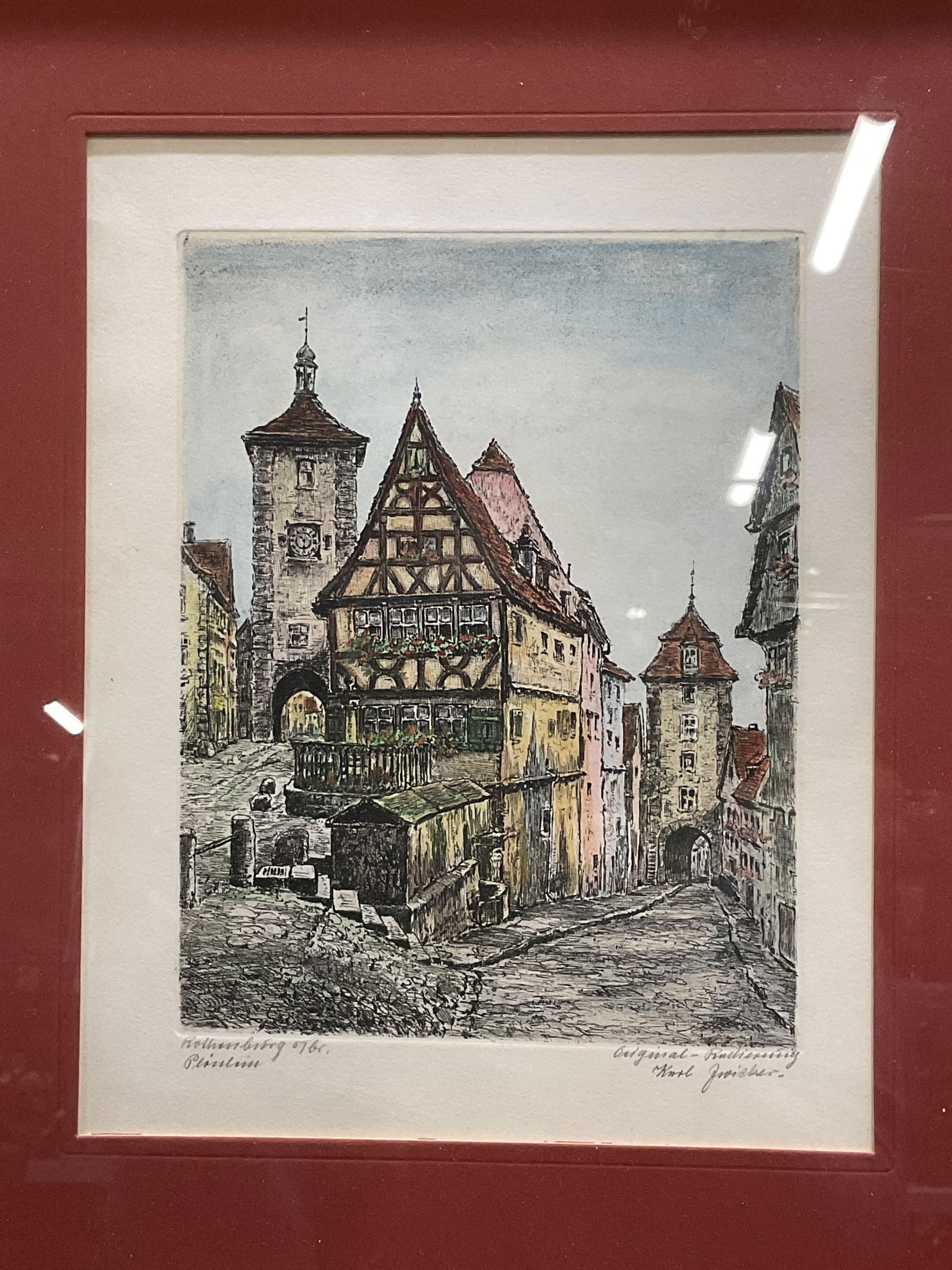 Signed Karl Zwicker Rothenburg Grmny Color Etching (1 of 6)