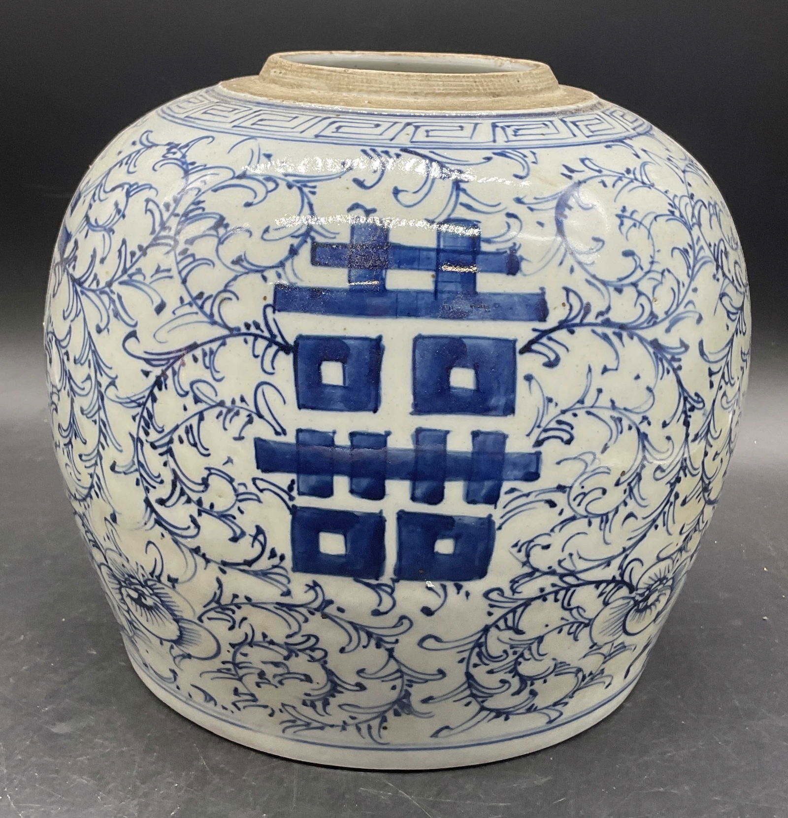 Vintage Blue & White Asian Ceramic Ginger Jar (1 of 7)