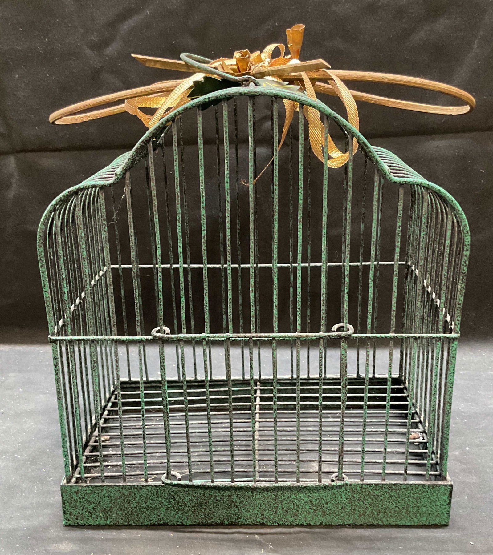 Green Patina Cast Iron Wire Birdcage (1 of 6)