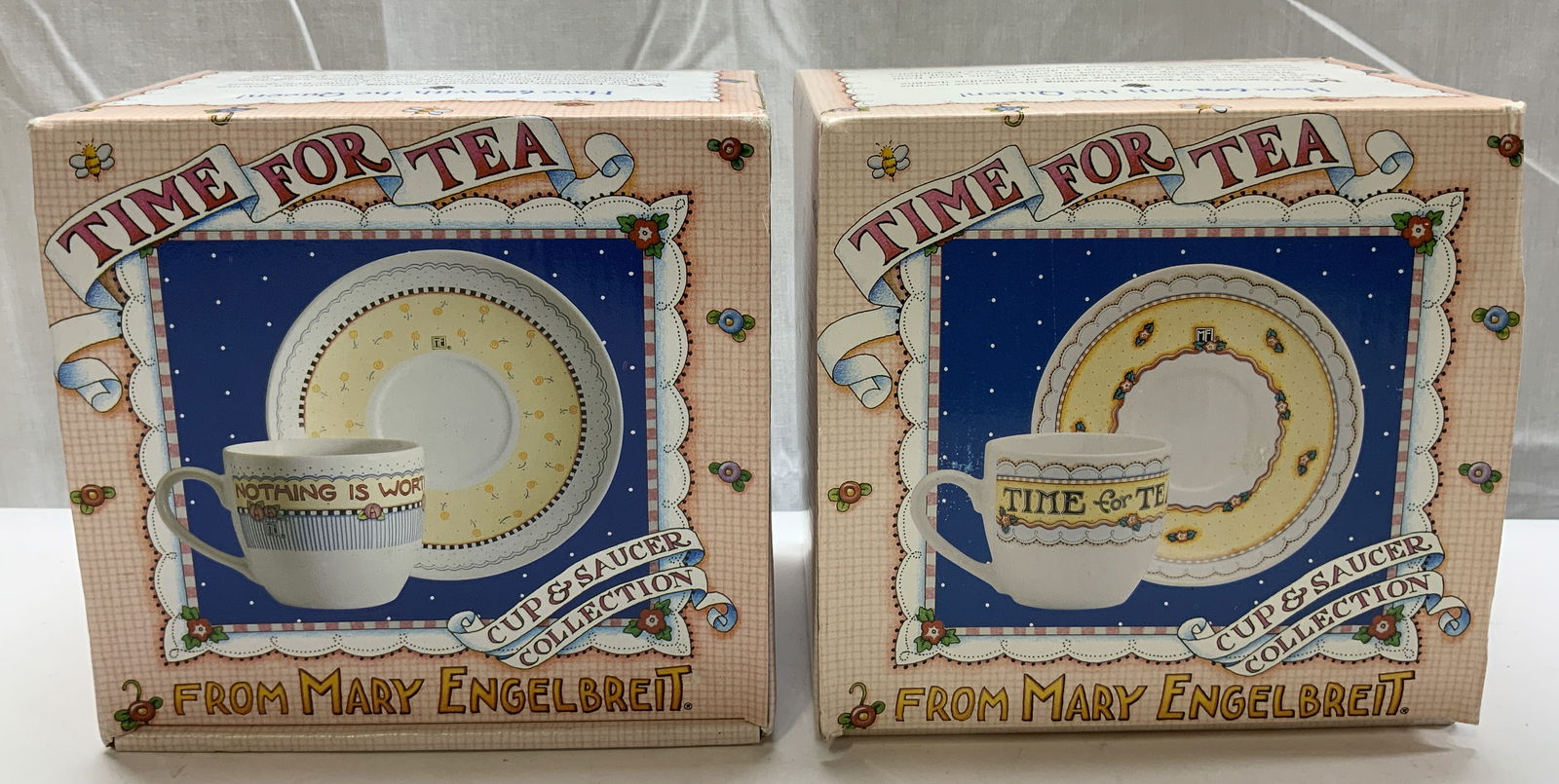 Lot 2 Mary Engelbreit Ceramic Cup & Saucer Set NIB (1 of 6)