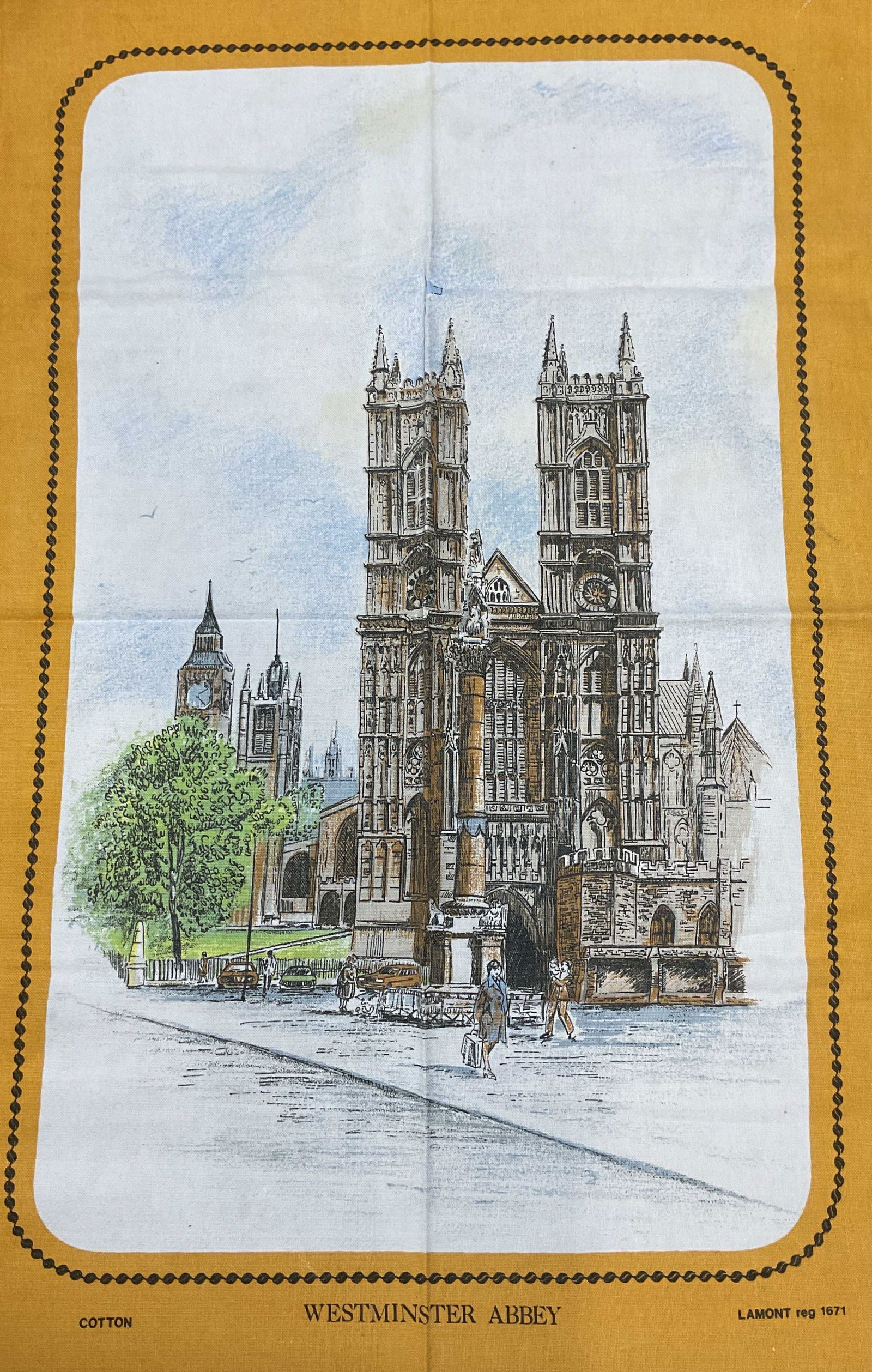 Vintage Westminster Abbey UK Cotton Tea Towel (1 of 8)