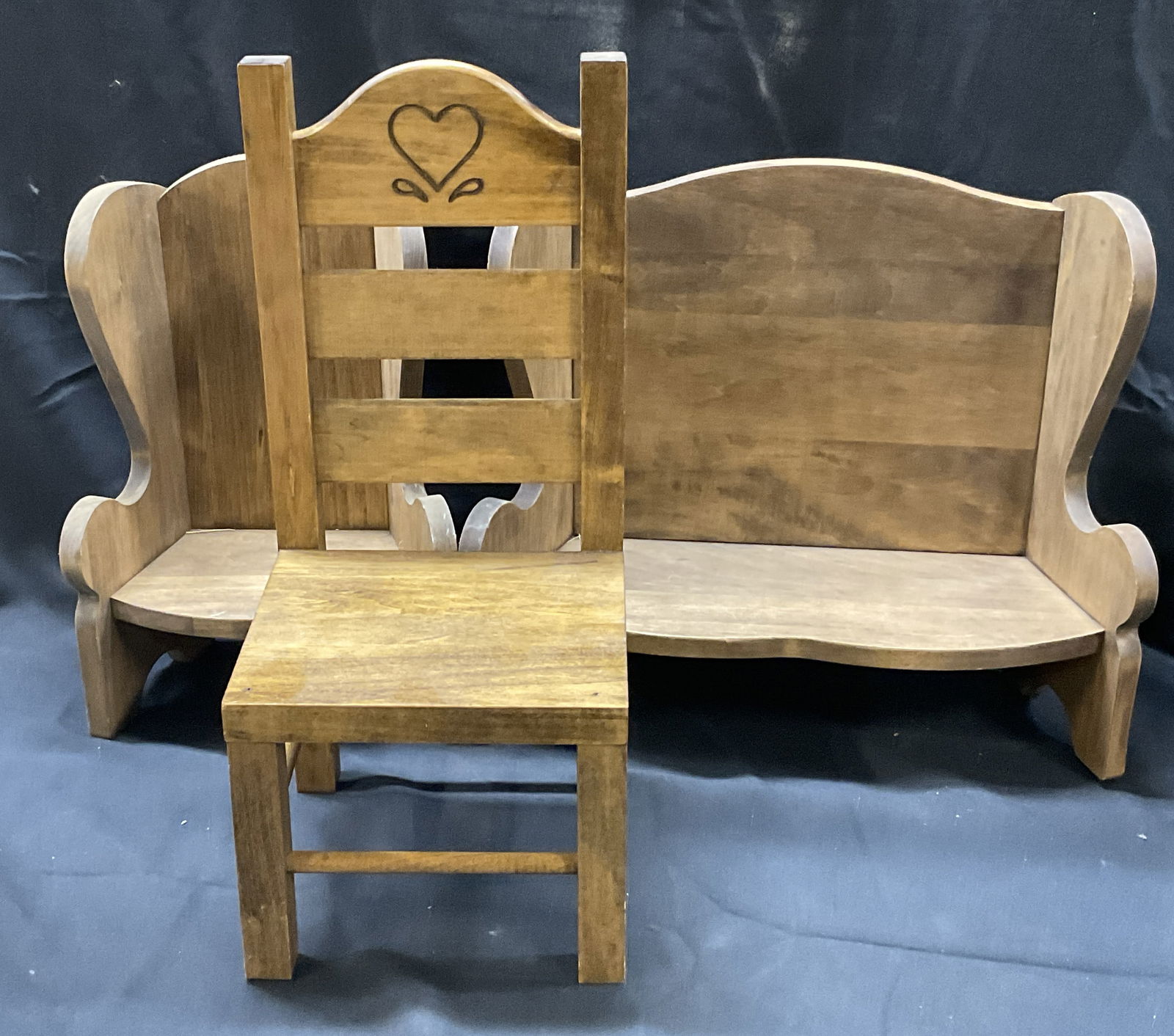 Wooden Doll Chairs & Bench (1 of 6)