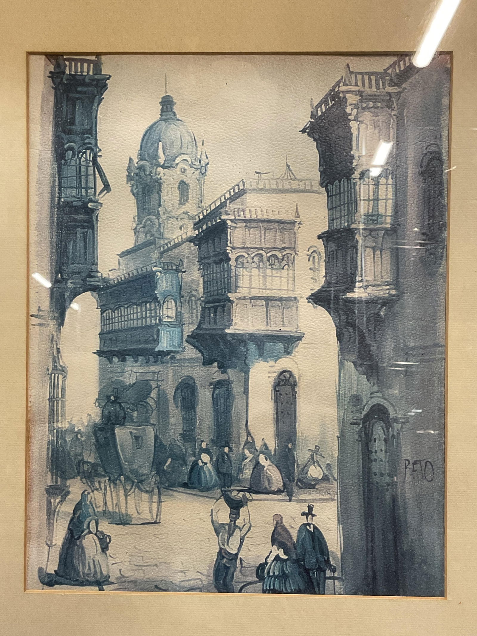 Framed Beto European Street Scene Print (1 of 6)