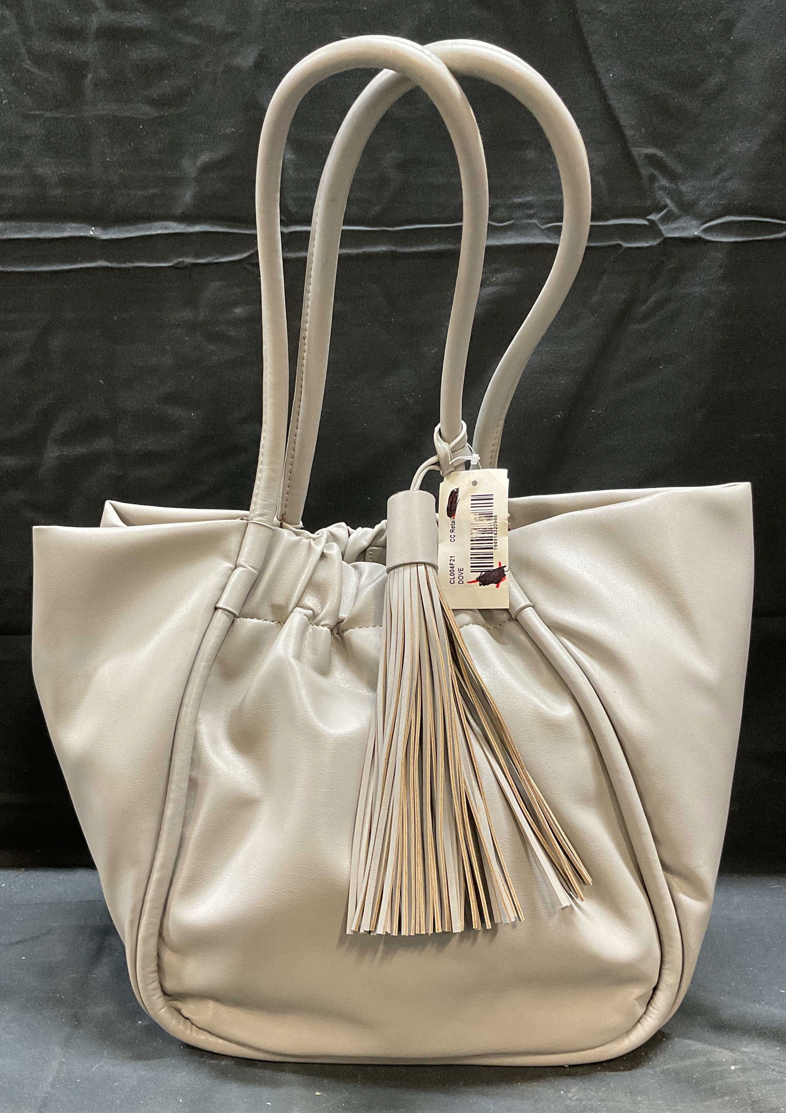 Grey Faux Leather Tassel Handbag NWT (1 of 6)