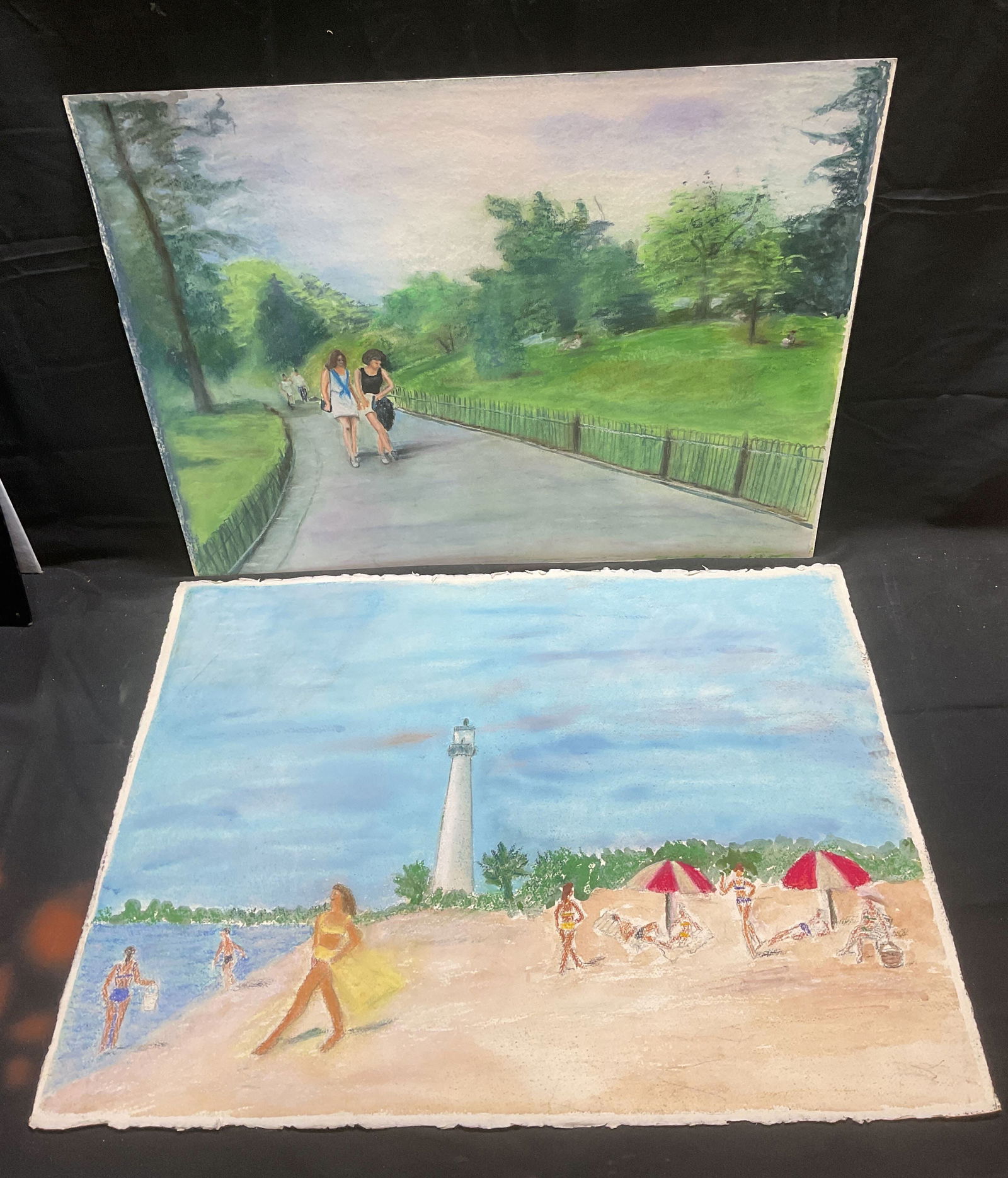 Lot 2 Beach & Park Scene Watercolor Pastels (1 of 7)