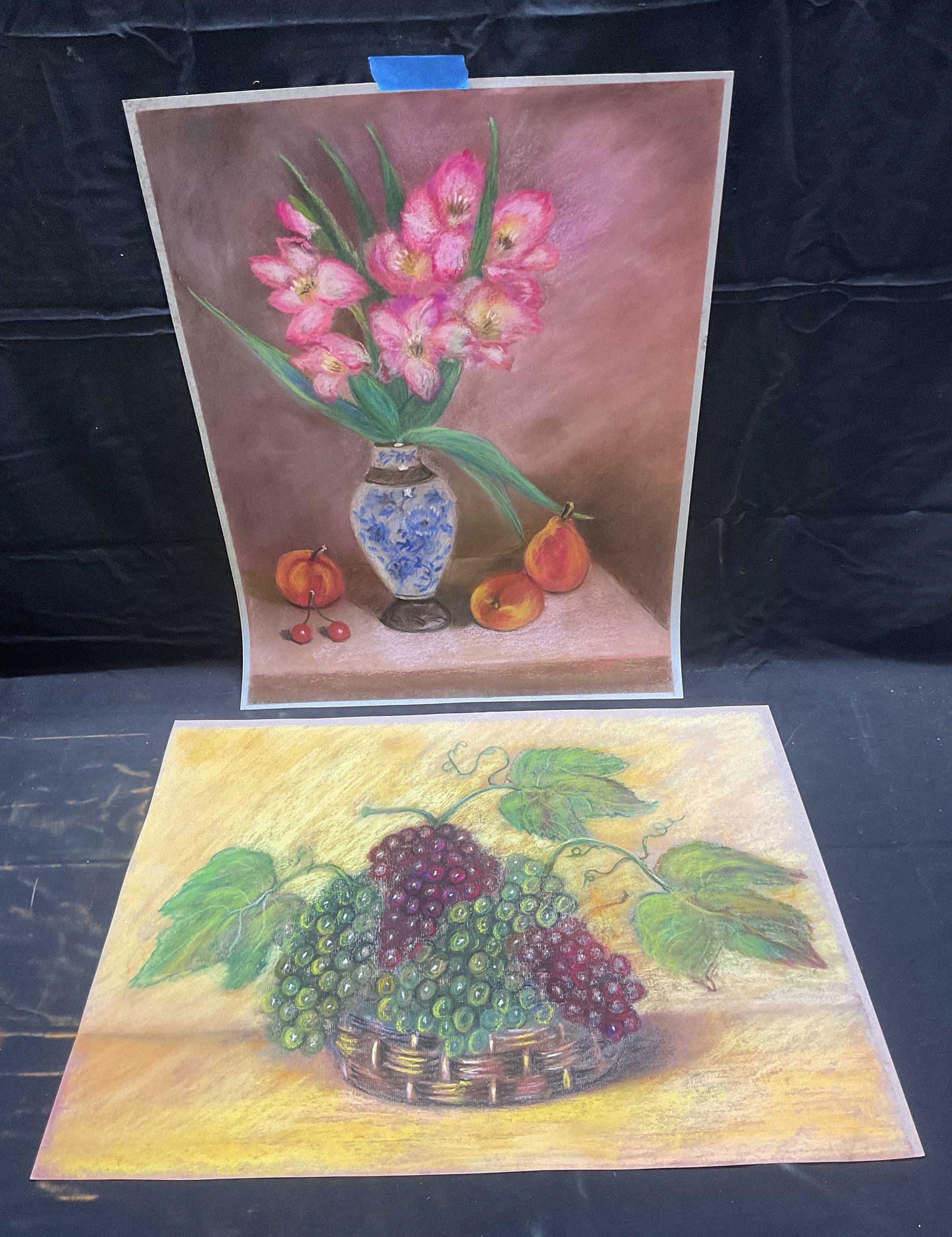 Lot 2 Fruit & Flower Still Life Pastel Drawings (1 of 6)