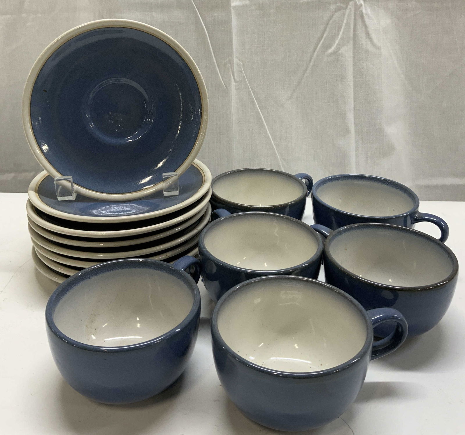 Group Lot Heath Ceramic Blue Saucer Set (1 of 9)