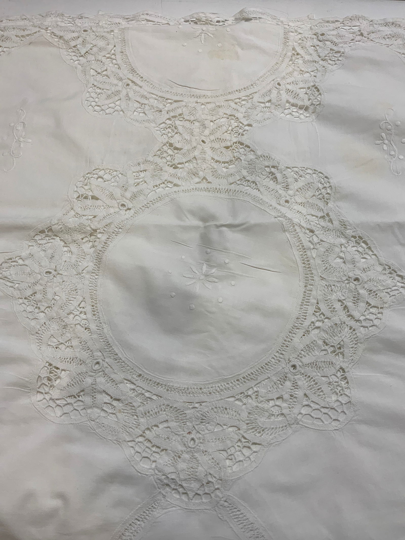 White Embroidered Rectangular Tablecloth (1 of 7)