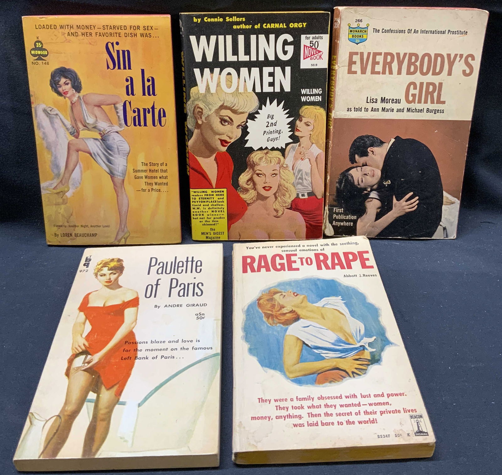 Lot 5 Vntg Pulp Fiction Erotica Books 1960s (1 of 12)