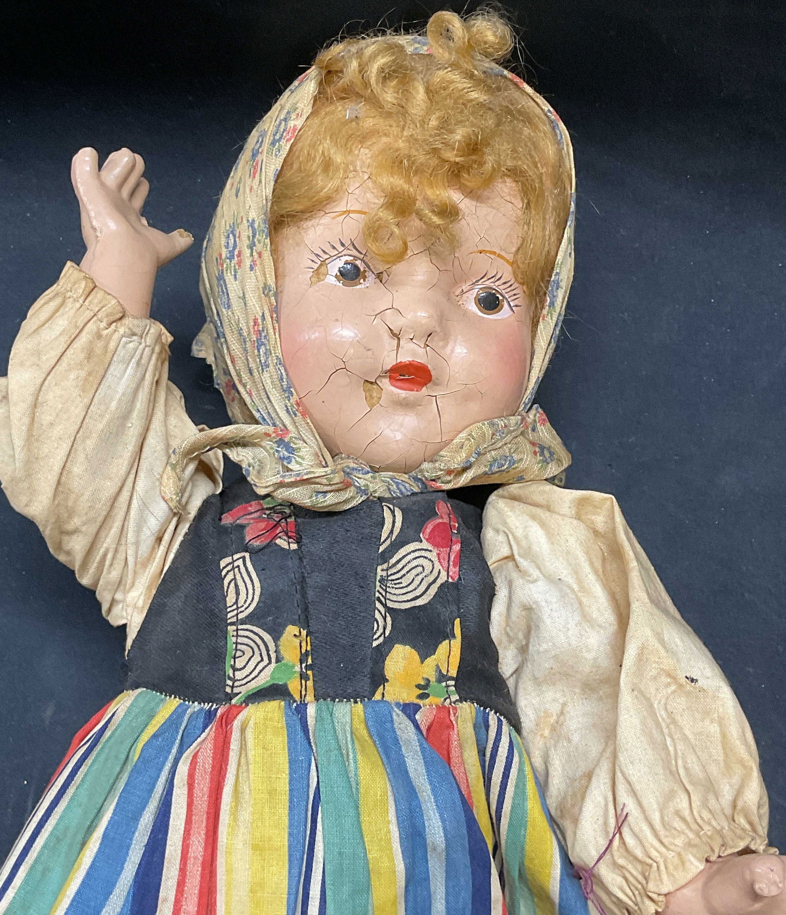 Vintage Composite Doll W Fabric Dress (1 of 6)