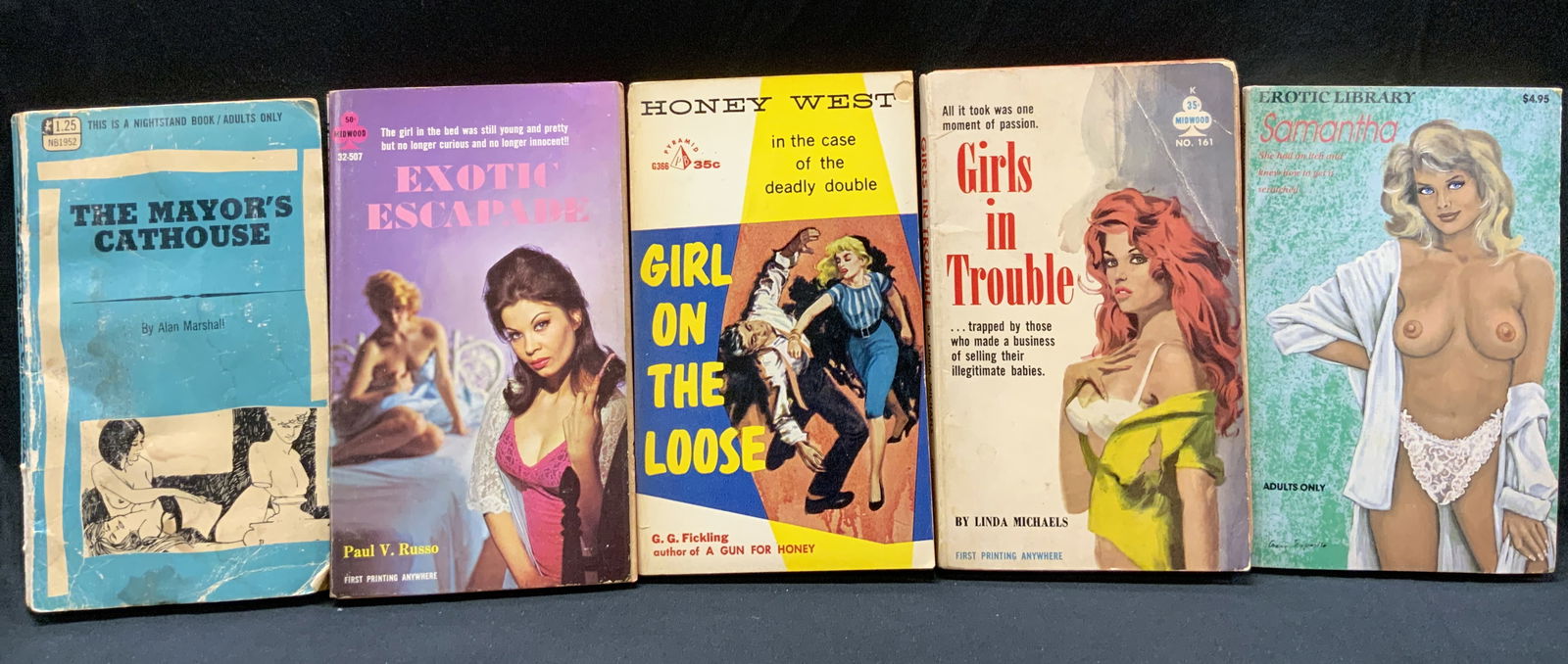Lot 5 Vntg Pulp Fiction Erotica Books 1950s-1960s (1 of 12)