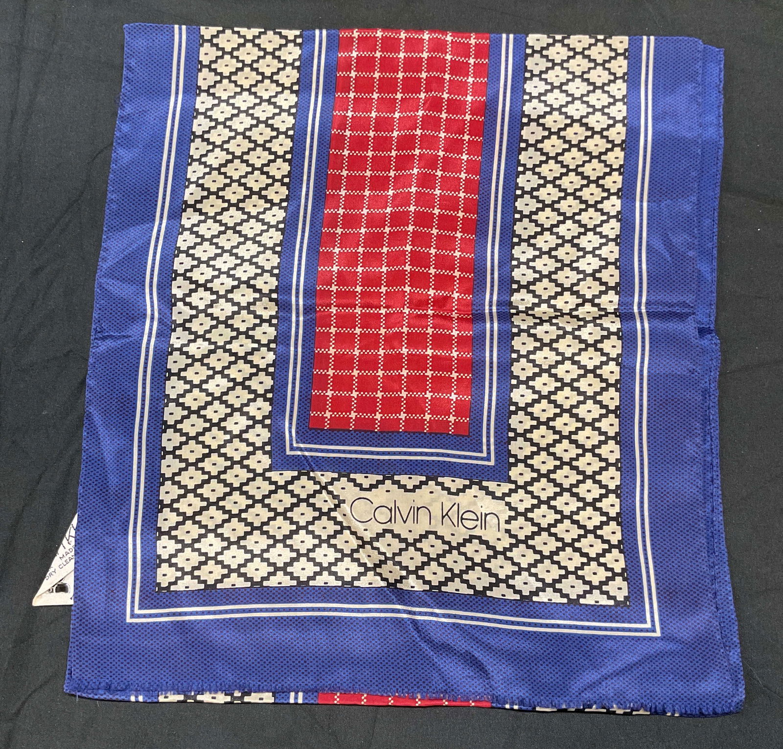 Calvin Klein Red & Blue Silk Scarf, Japan (1 of 6)