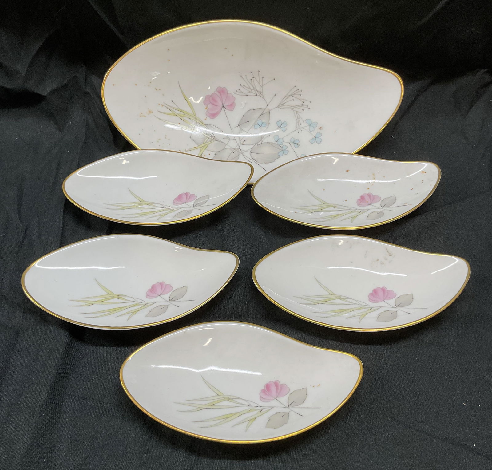 Set 6 Rosenthal Floral Porcelain Dishes, Germany (1 of 6)