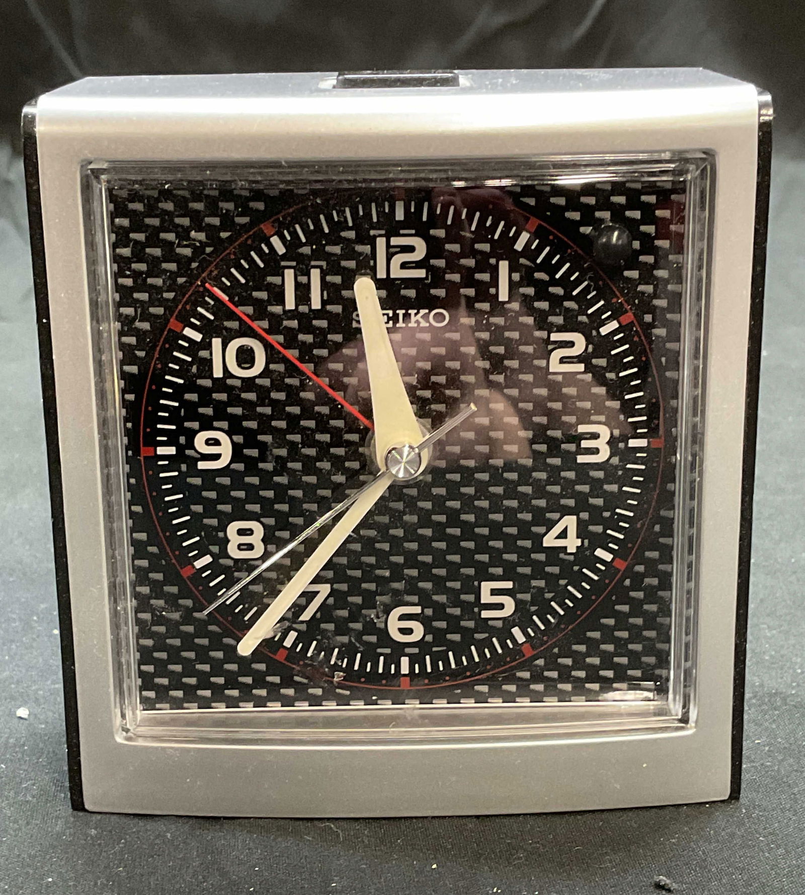 Seiko Square Silver Tn Black Alarm Clock (1 of 6)