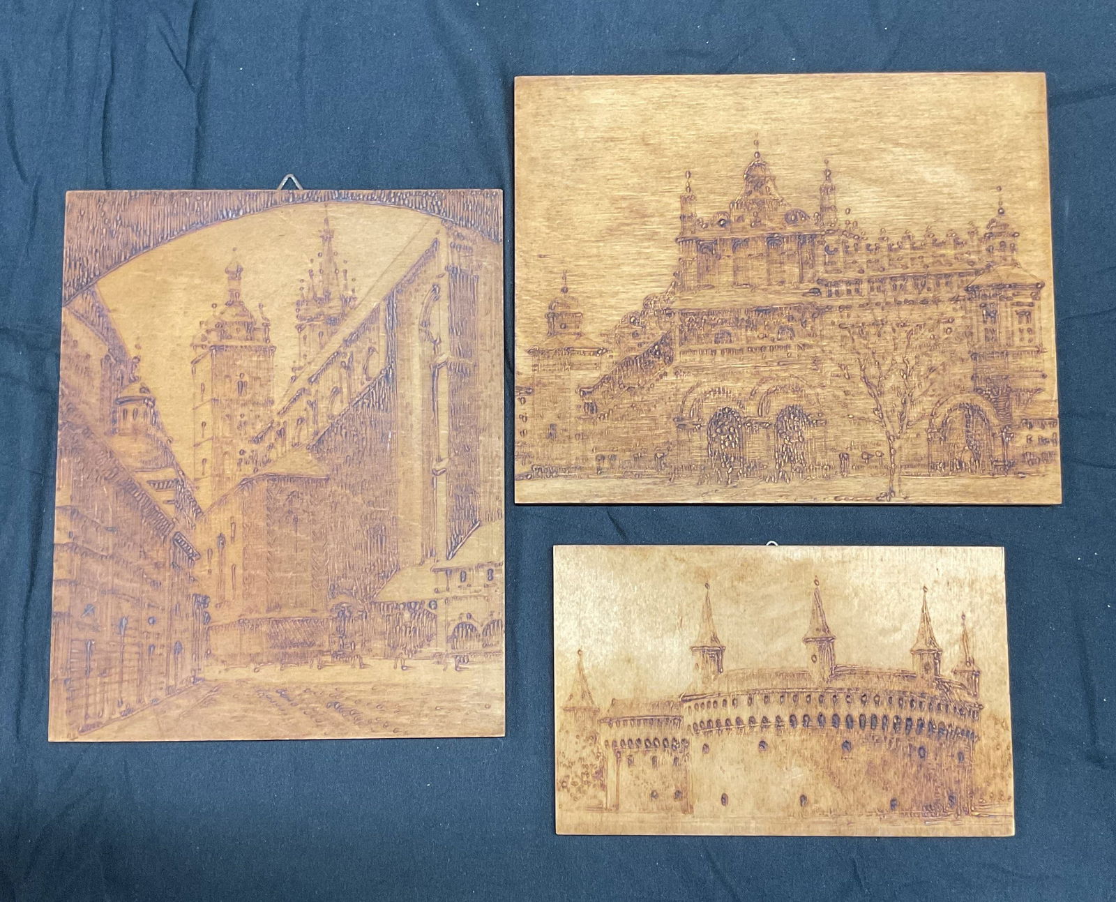 Lot 3 Folk Art Carved Wood Polish Scene Plaques (1 of 7)