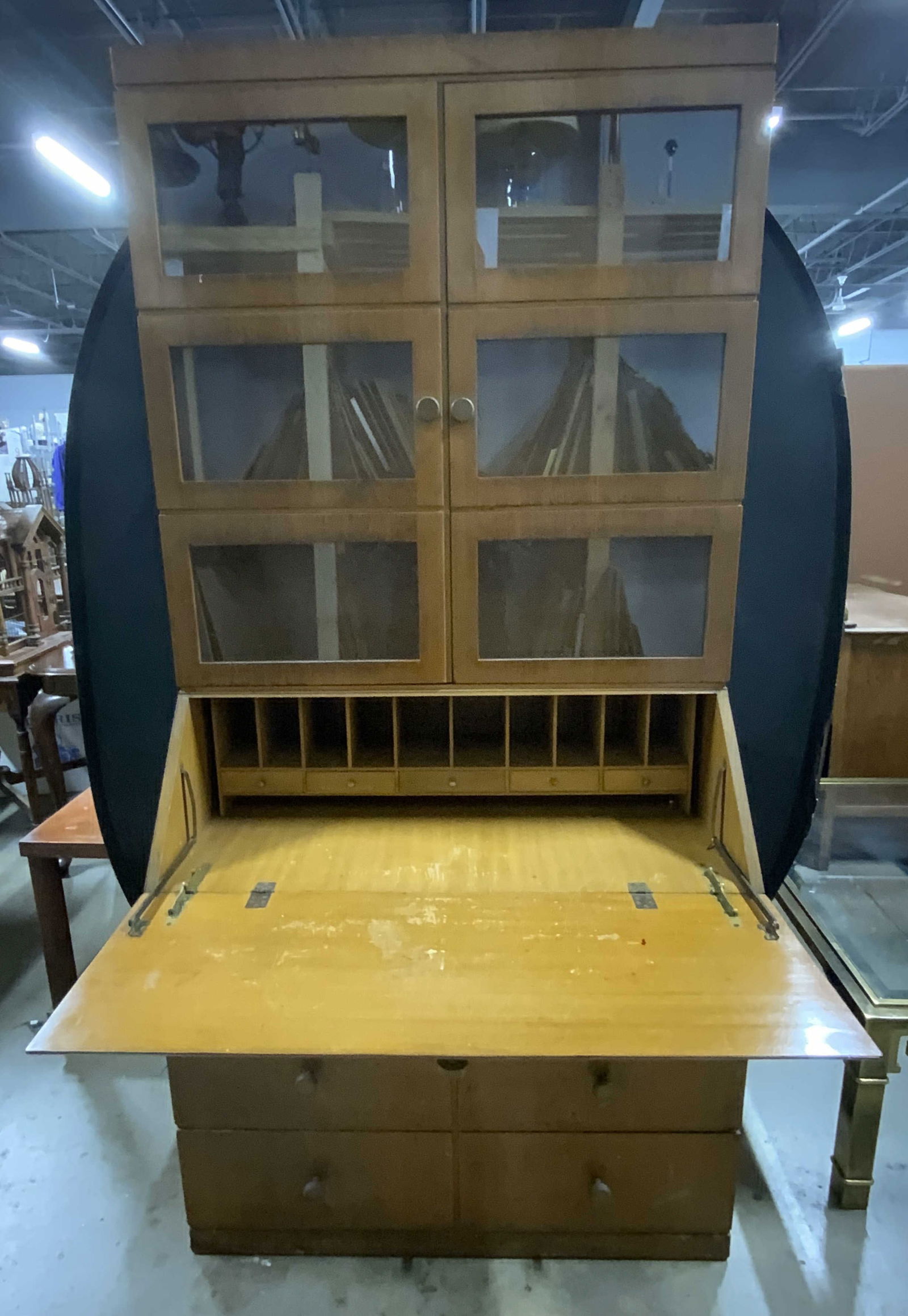 Vintage Wooden Secretary Desk W/ Drawers & Hutch (1 of 12)