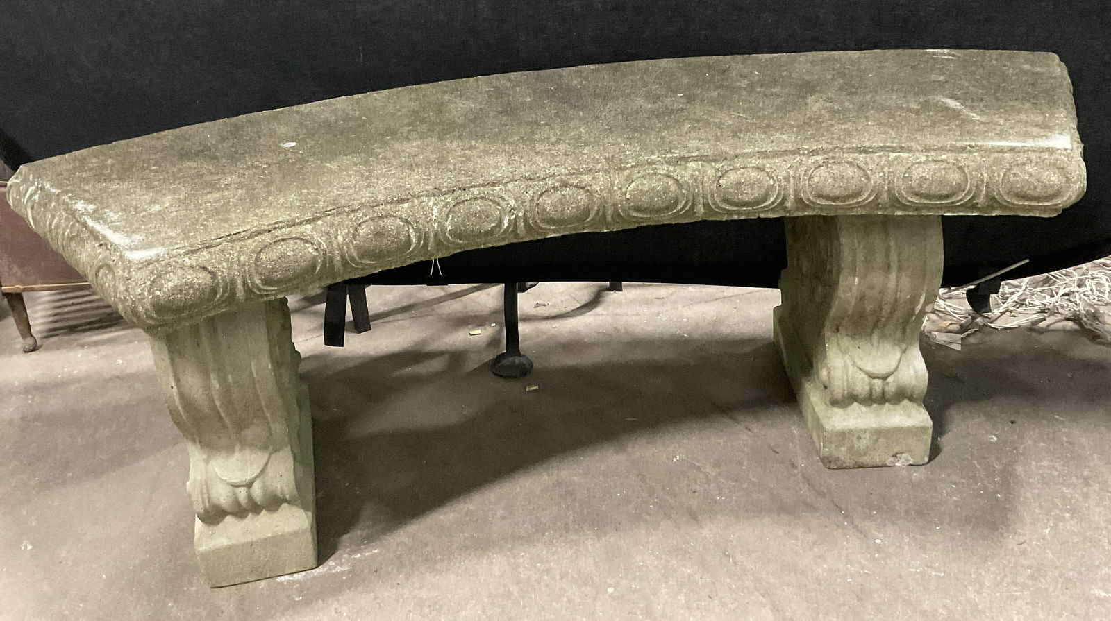 Vintage Curved Cast Stone Garden Bench (1 of 8)