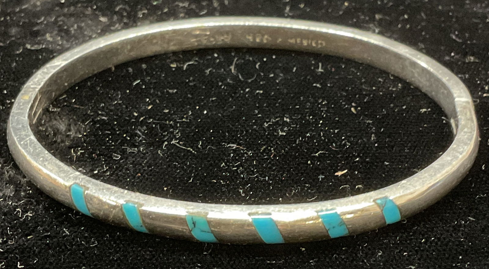 Sterling Silver Turquoise Inlay Bracelet, Mexico (1 of 6)