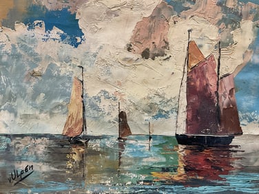Ulpen Sailboats on Water Oil Painting
