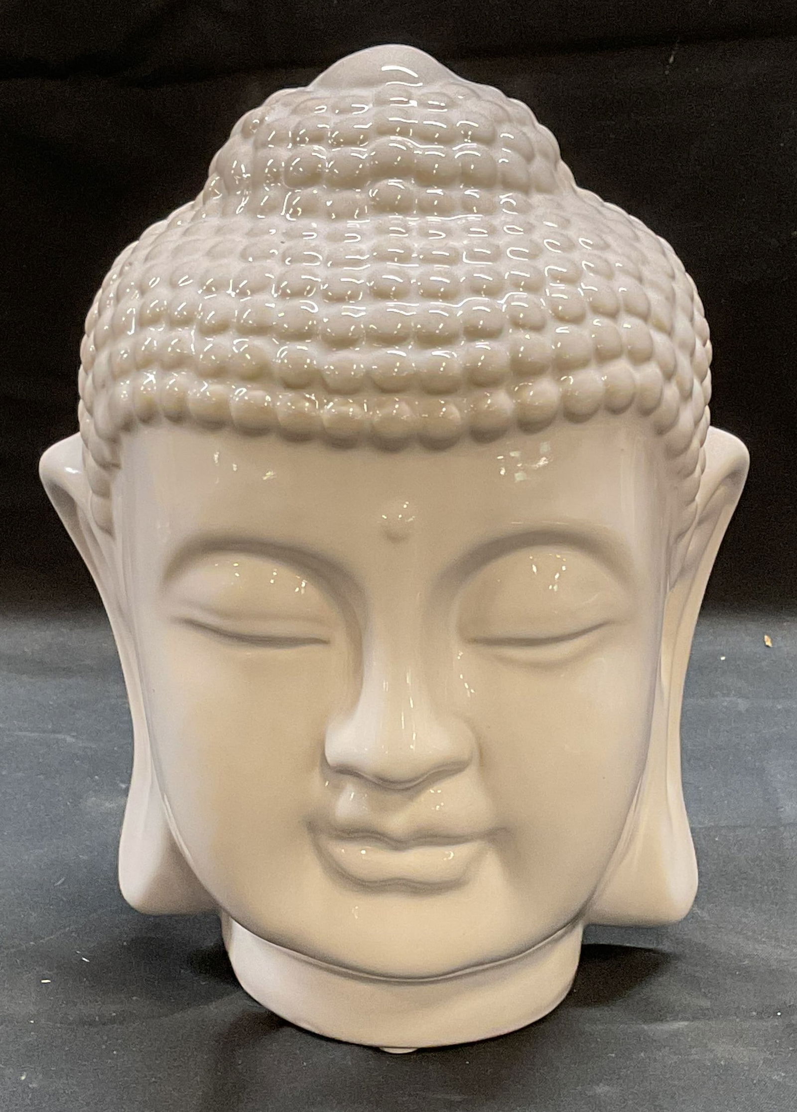 White Ceramic Buddha Head Figural (1 of 6)