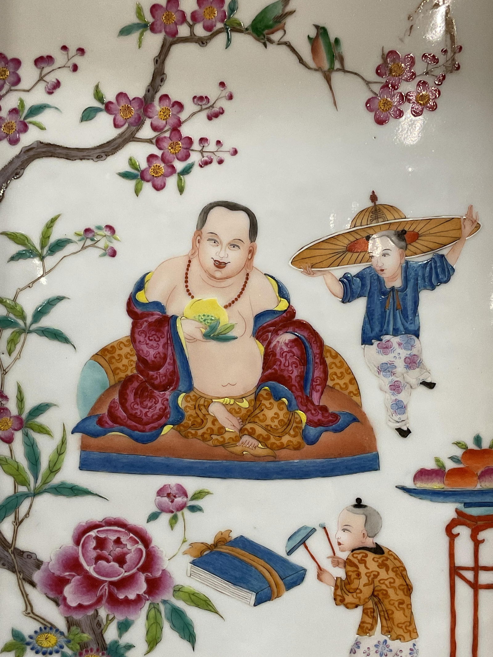 Chinese Porcelain Tile Budai Plaque (1 of 7)