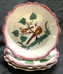 Set 4 Vntg Hand Painted Ceramic Bird Plates
