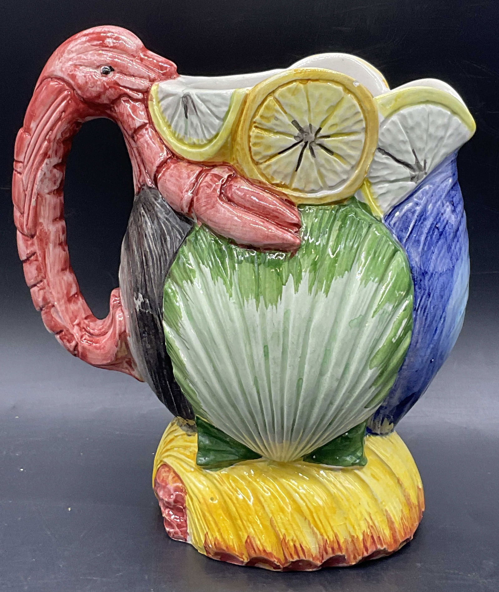 Vntg Hand Painted Italian Majolica Ceramic Pitcher (1 of 7)
