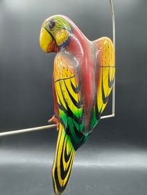 Vntg Hand Painted Papier Mache Parrot Wall Hanging