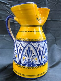 DE LA CAL PUENTE Sgn Vntg Ceramic Pitcher Spain