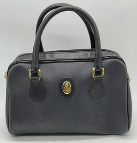 Vintage Mark Cross Black Chevron Handbag