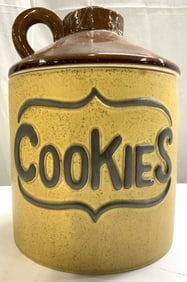 Vntg Crmc Moonshine Crock Cookie Jar W Lid Japan
