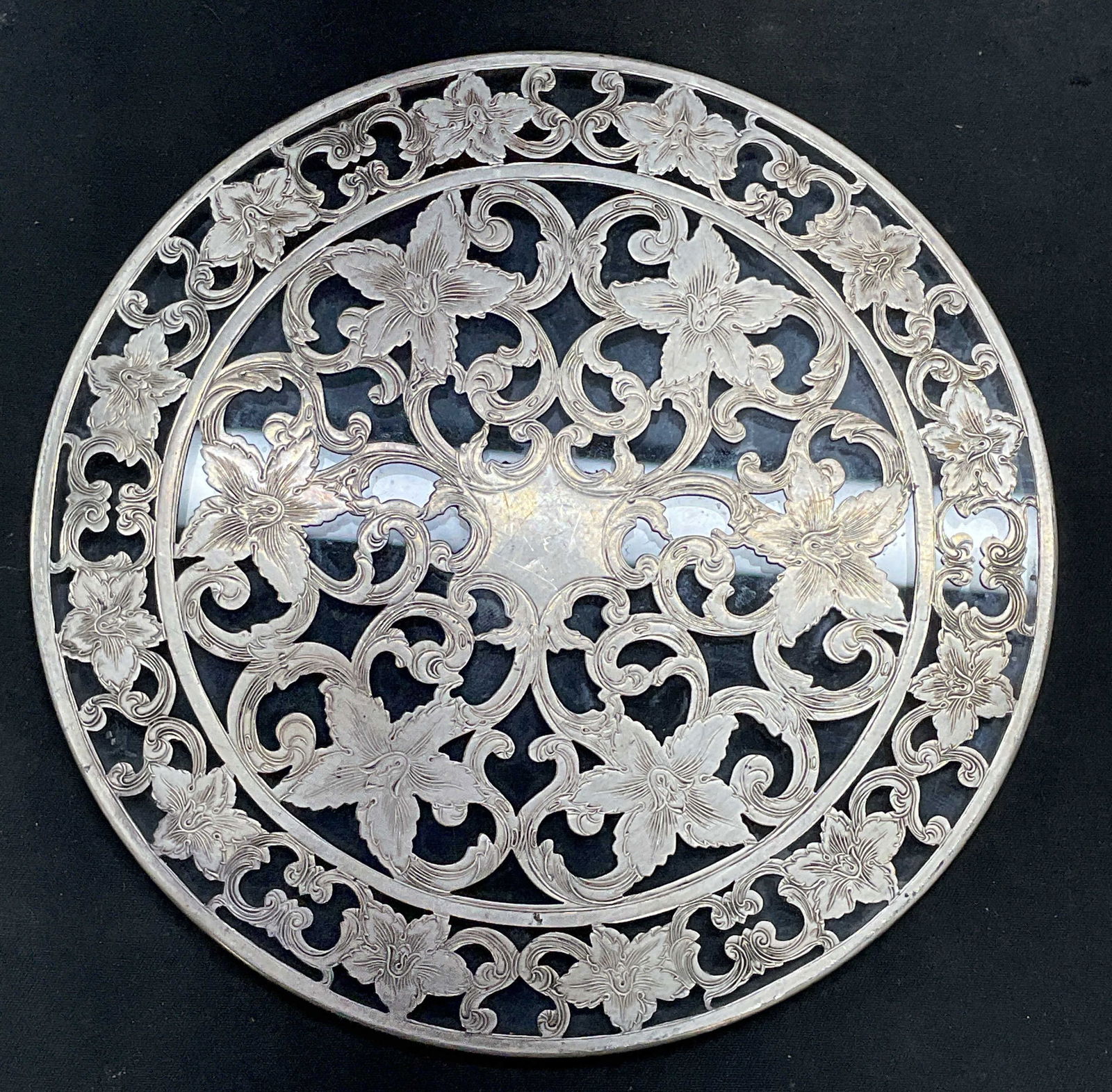 Vintage Webster Sterling Silver Glass Trivet (1 of 6)