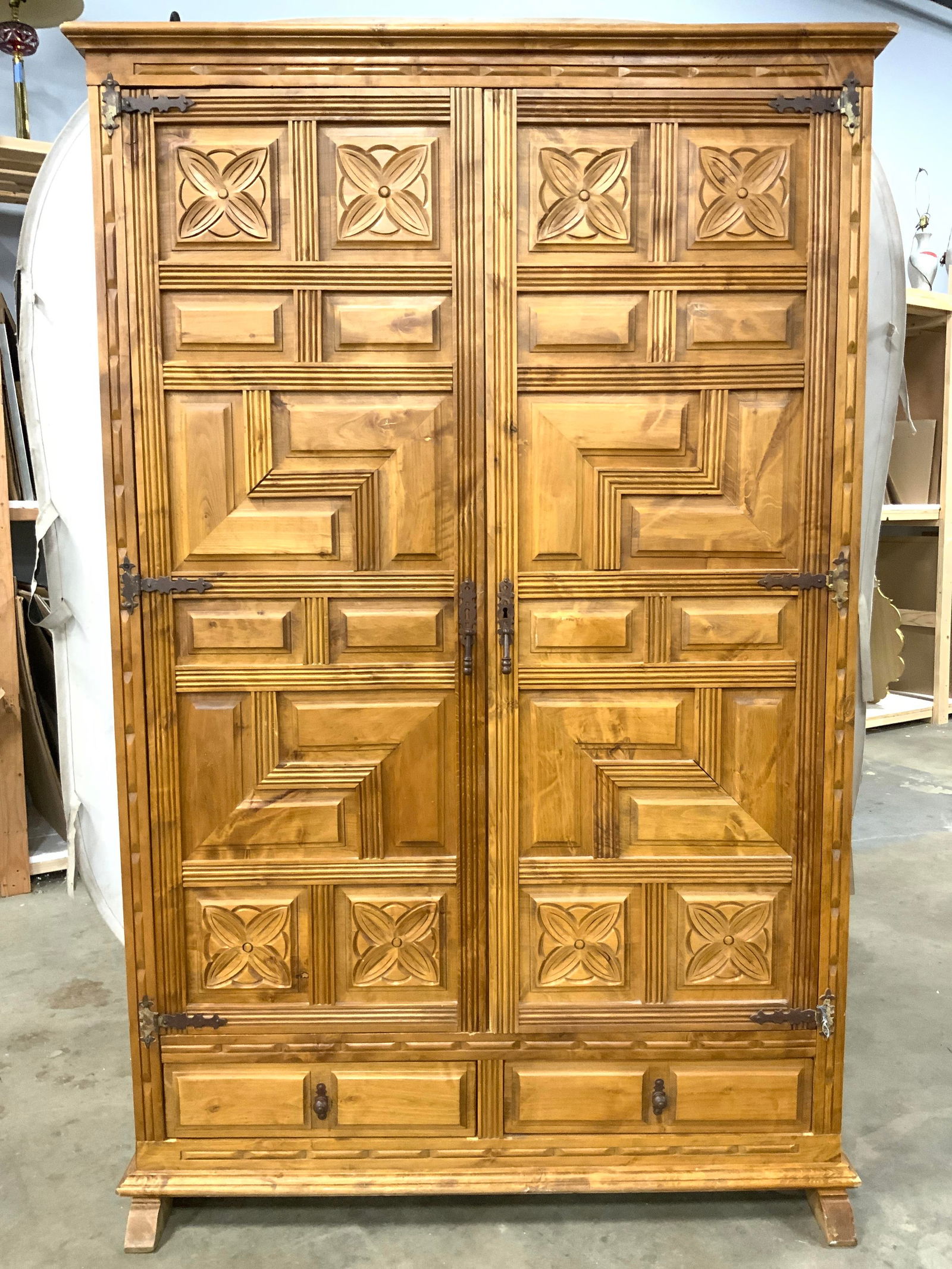 Vtg Wooden Armoire W Drawers at Base & Shelves (1 of 13)