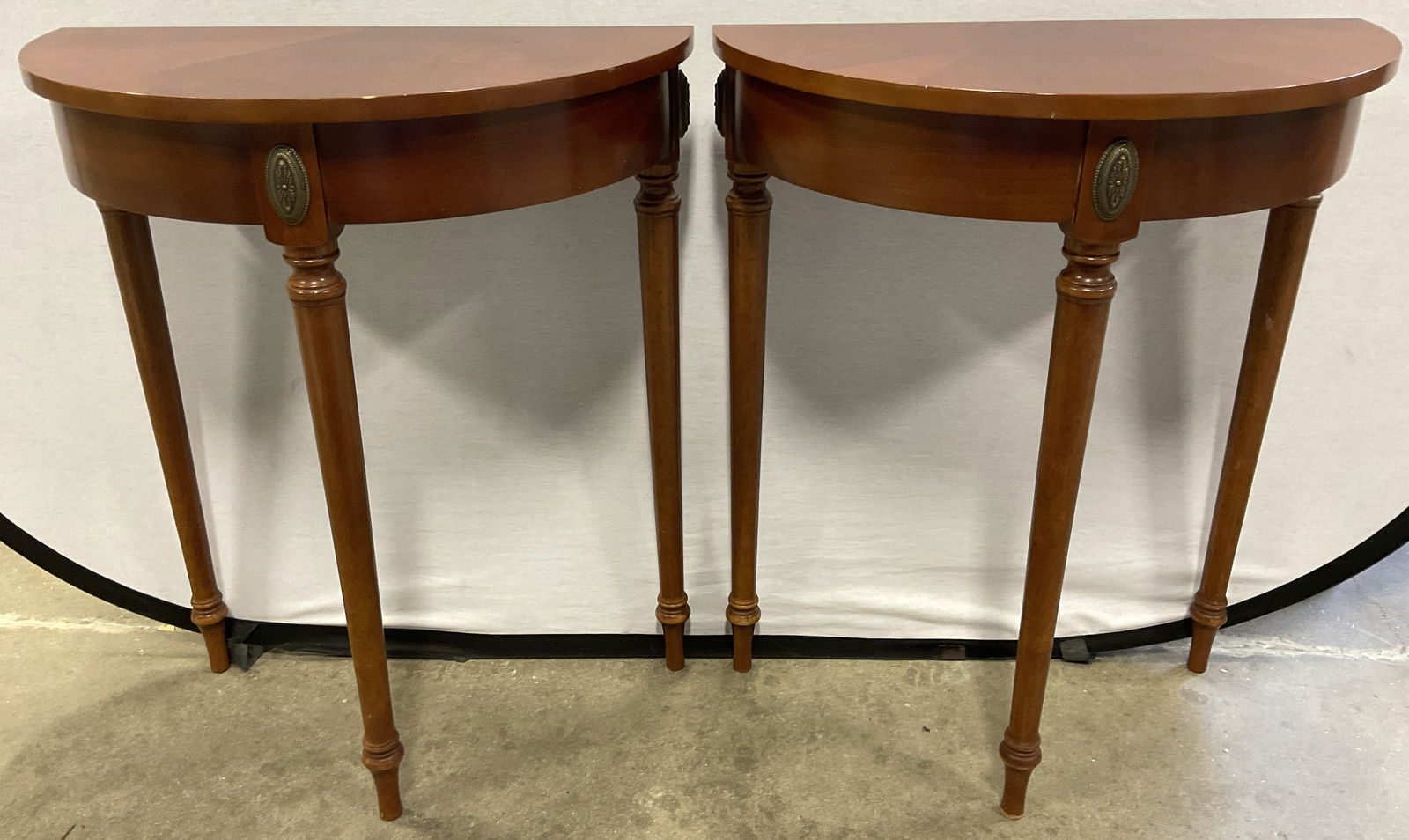 Pair Vntg THE BOMBAY COMPANY Demilune Side Tables (1 of 9)